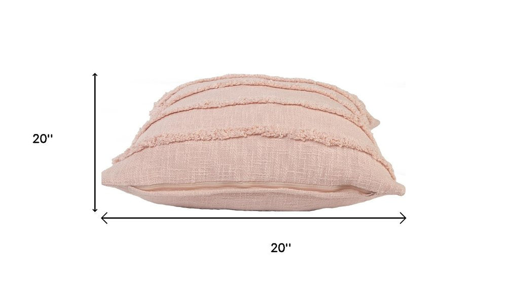 Set of Four 20" Blush Striped Cotton Throw Pillow Covers — view 10
