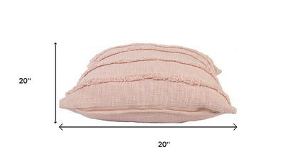 Set of Four 20" Blush Striped Cotton Throw Pillow Covers