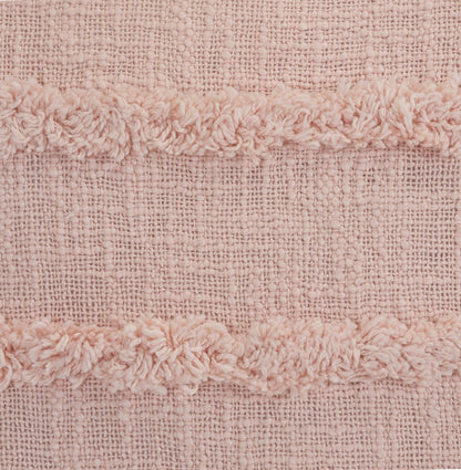Set of Four 20" Blush Striped Cotton Throw Pillow Covers