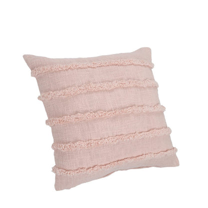 Set of Four 20" Blush Striped Cotton Throw Pillow Covers