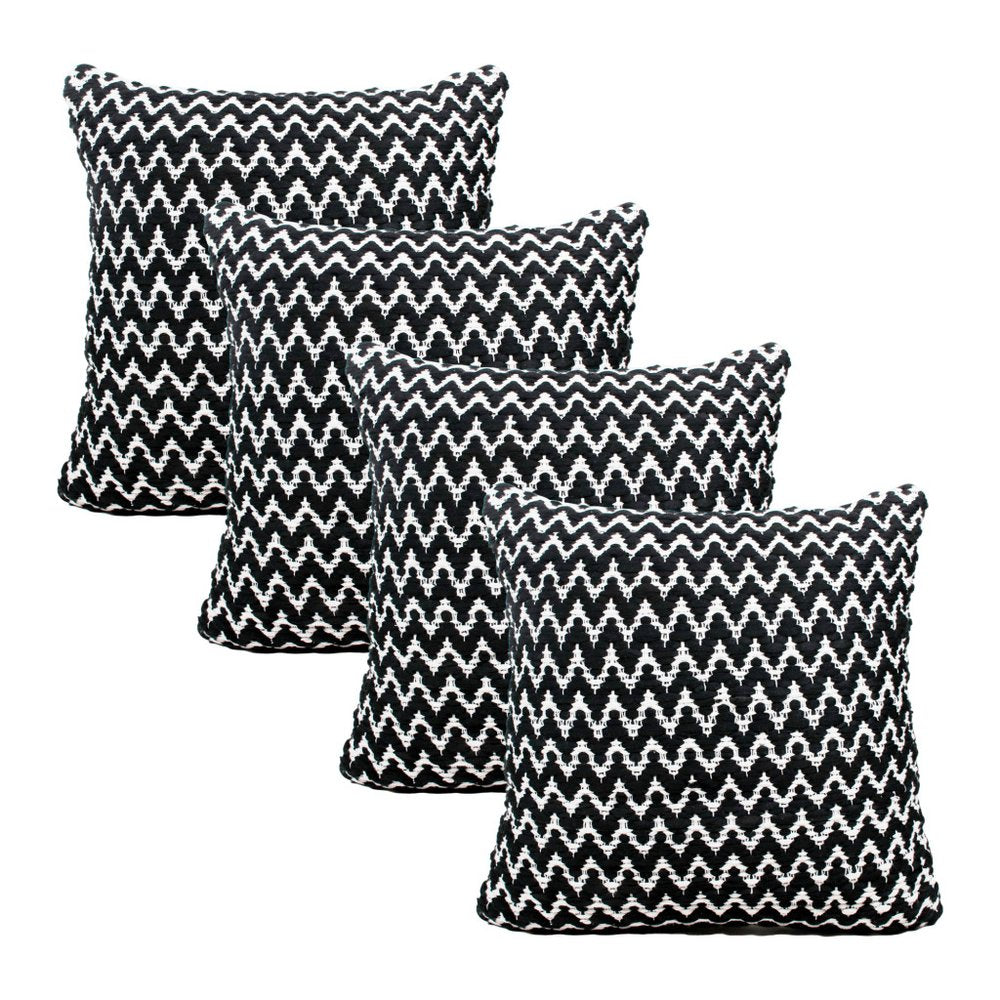 Set of Four 20" X 20" Black And White Lumbar Geometric Polyester Blend Throw Pillow Covers — view 1