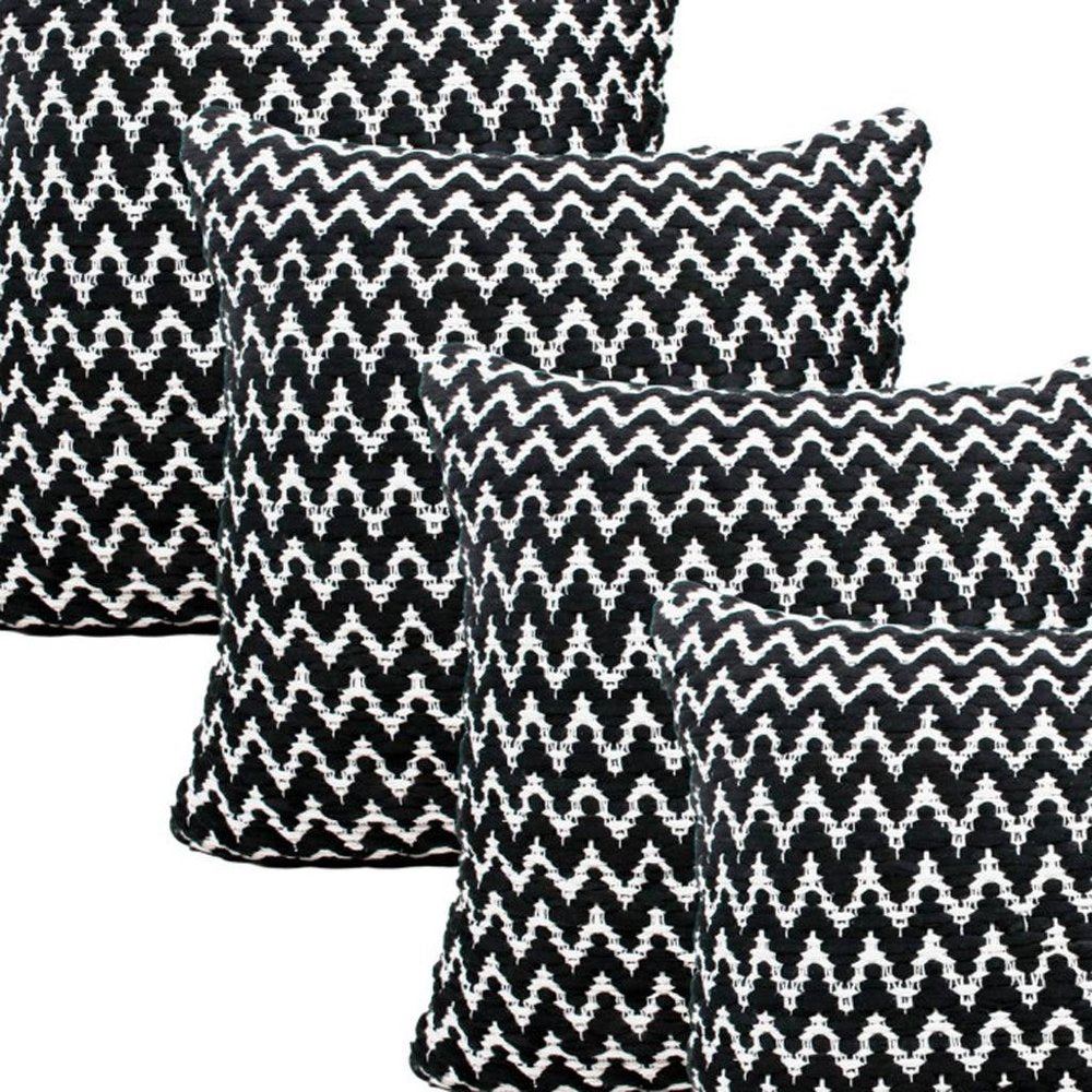 Set of Four 20" X 20" Black And White Lumbar Geometric Polyester Blend Throw Pillow Covers — view 2