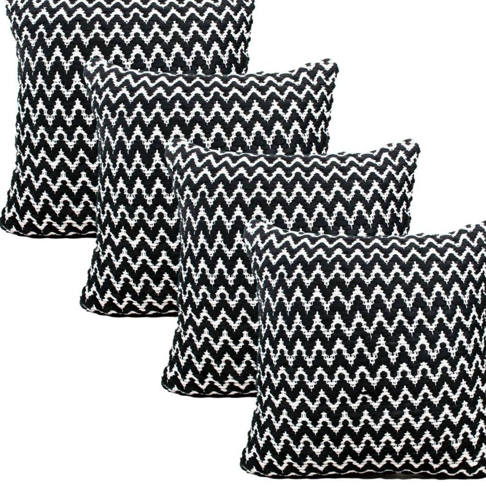 Set of Four 20" X 20" Black And White Lumbar Geometric Polyester Blend Throw Pillow Covers — view 3