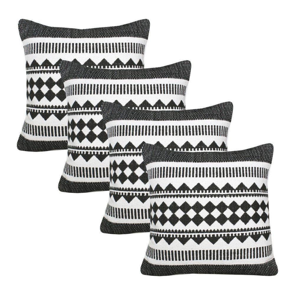 Set of Four 20" X 20" Black And White Lumbar Geometric Cotton Blend Throw Pillow Covers — view 2