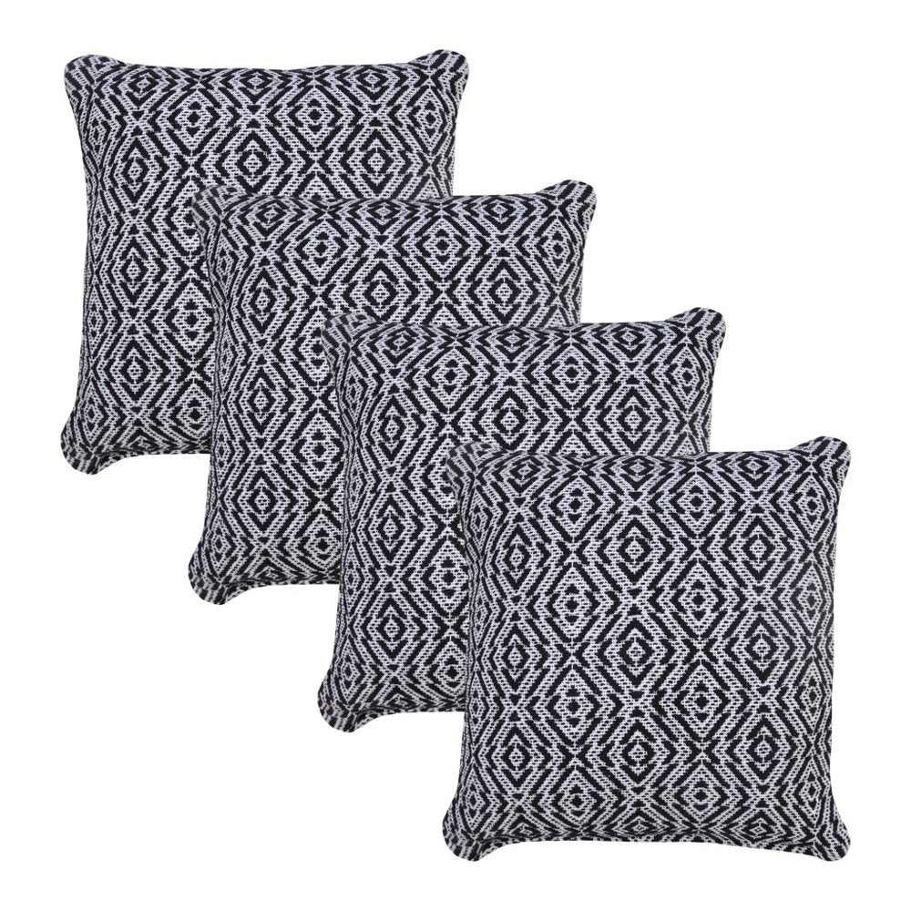 Set of Four 20" X 20" Black And White Lumbar Geometric Cotton Throw Pillow Covers — view 1