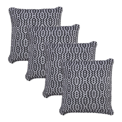 Set of Four 20" X 20" Black And White Lumbar Geometric Cotton Throw Pillow Covers