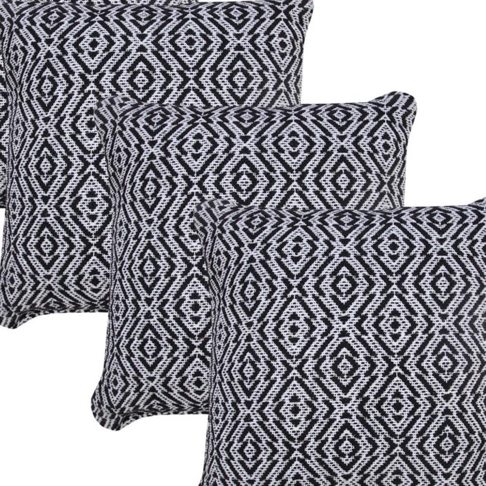 Set of Four 20" X 20" Black And White Lumbar Geometric Cotton Throw Pillow Covers — view 2