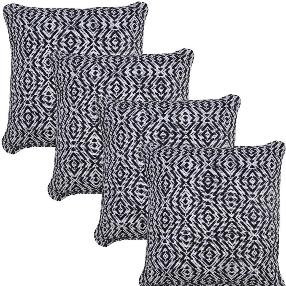Set of Four 20" X 20" Black And White Lumbar Geometric Cotton Throw Pillow Covers — view 3