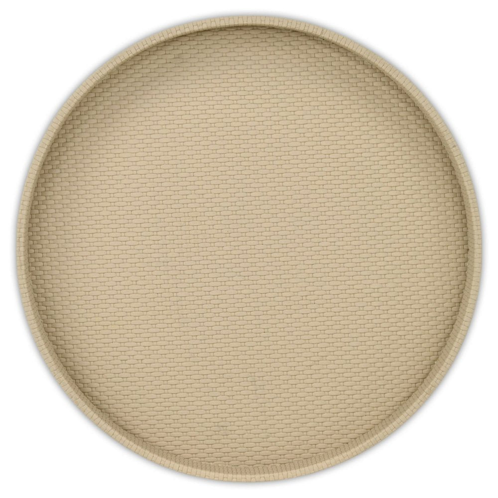 15" Taupe Faux Wicker Round Serving Tray HomeRoots