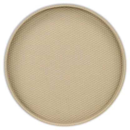15" Taupe Faux Wicker Round Serving Tray HomeRoots