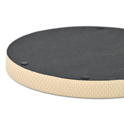 15" Taupe Faux Wicker Round Serving Tray HomeRoots