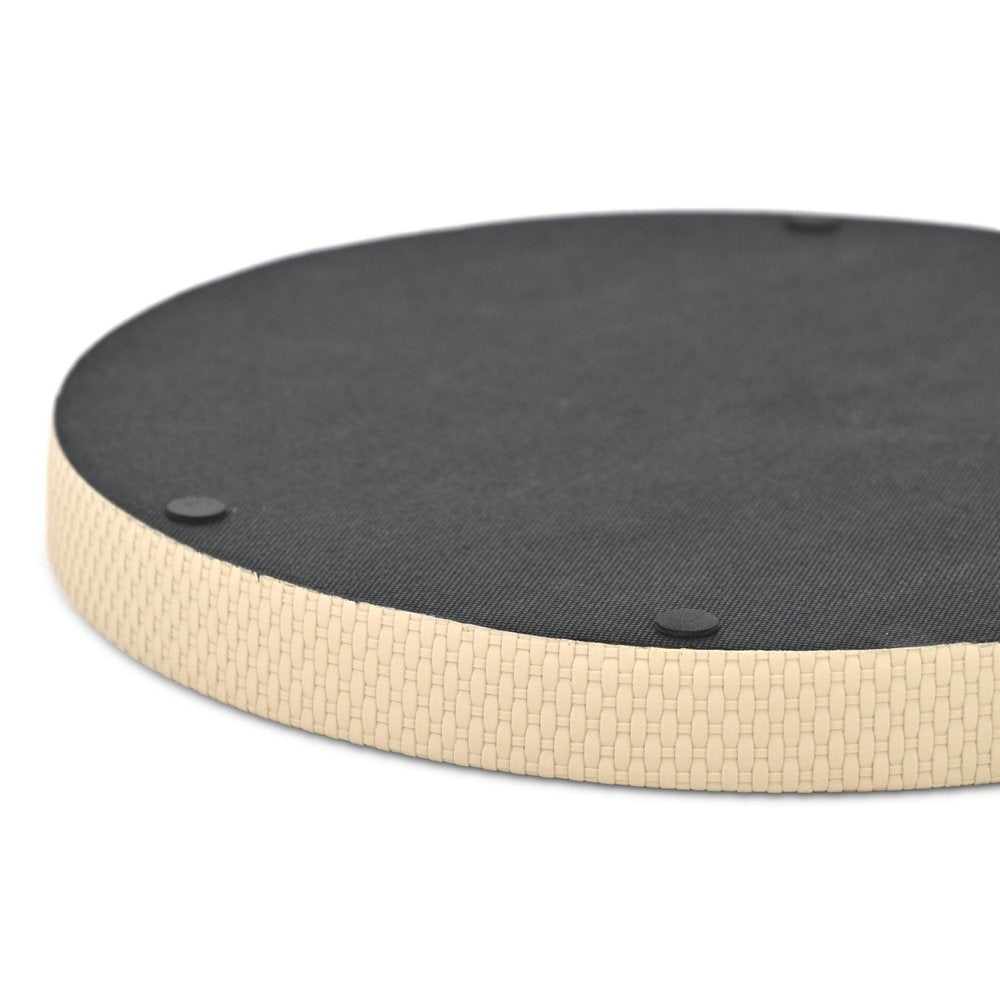 15" Taupe Faux Wicker Round Serving Tray HomeRoots