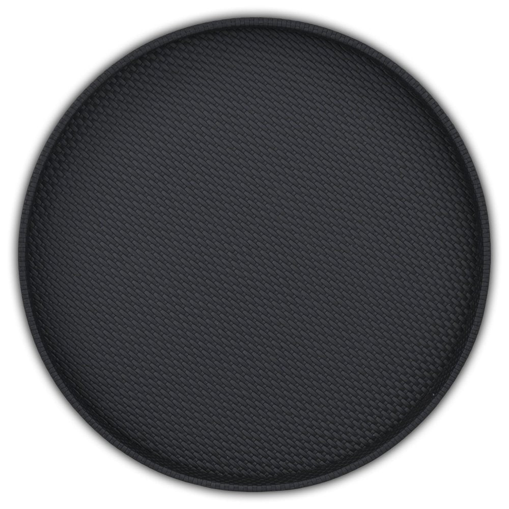 15" Black Faux Wicker Round Serving Tray HomeRoots