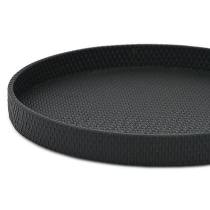 15" Black Faux Wicker Round Serving Tray HomeRoots