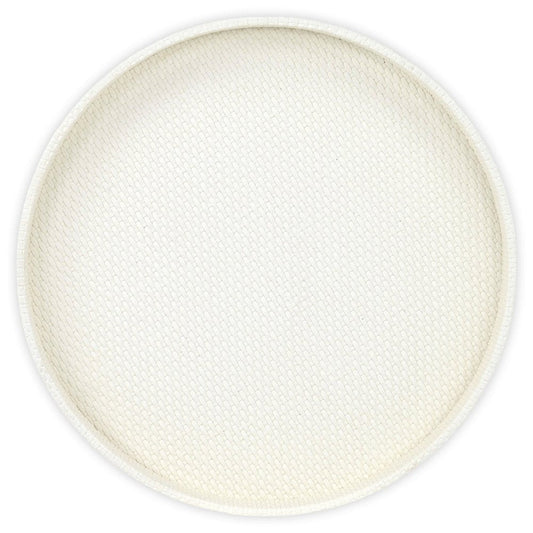 15" White Faux Wicker Round Serving Tray HomeRoots