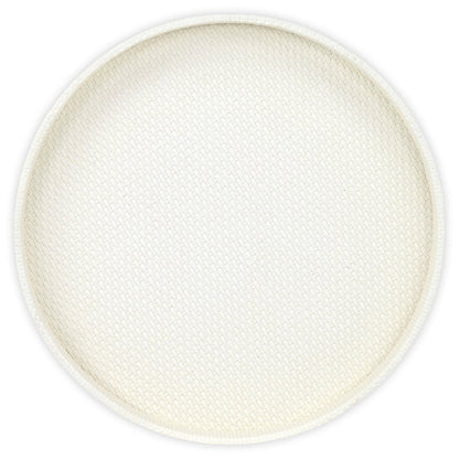 15" White Faux Wicker Round Serving Tray