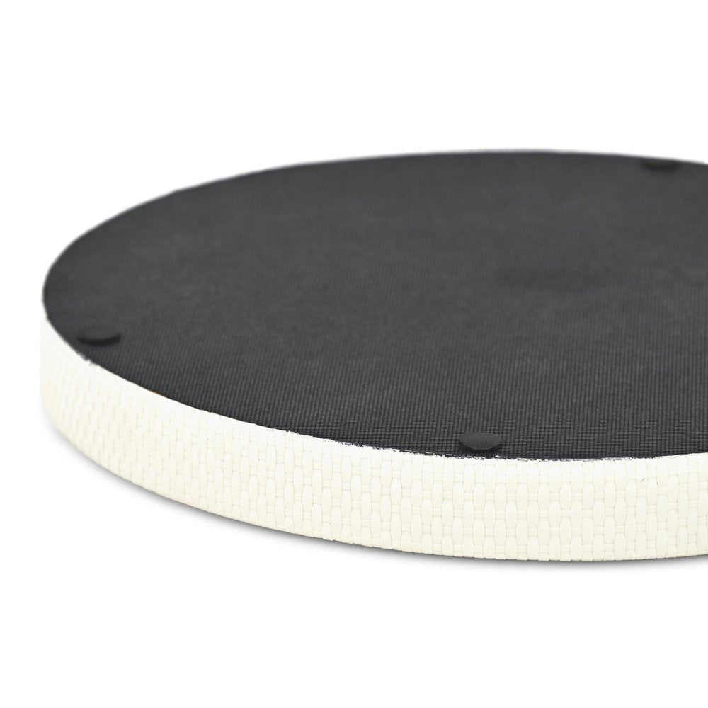 15" White Faux Wicker Round Serving Tray HomeRoots