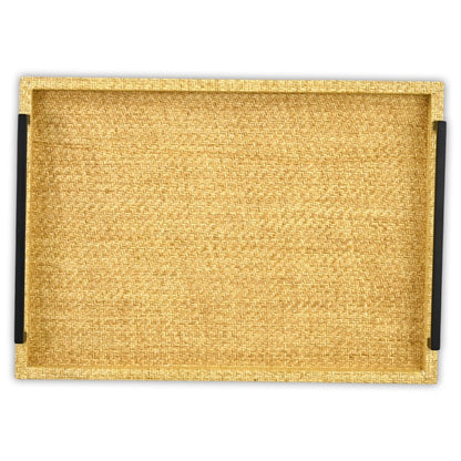 Set of Two Light Brown Faux Wicker Rectangular Serving Trays HomeRoots