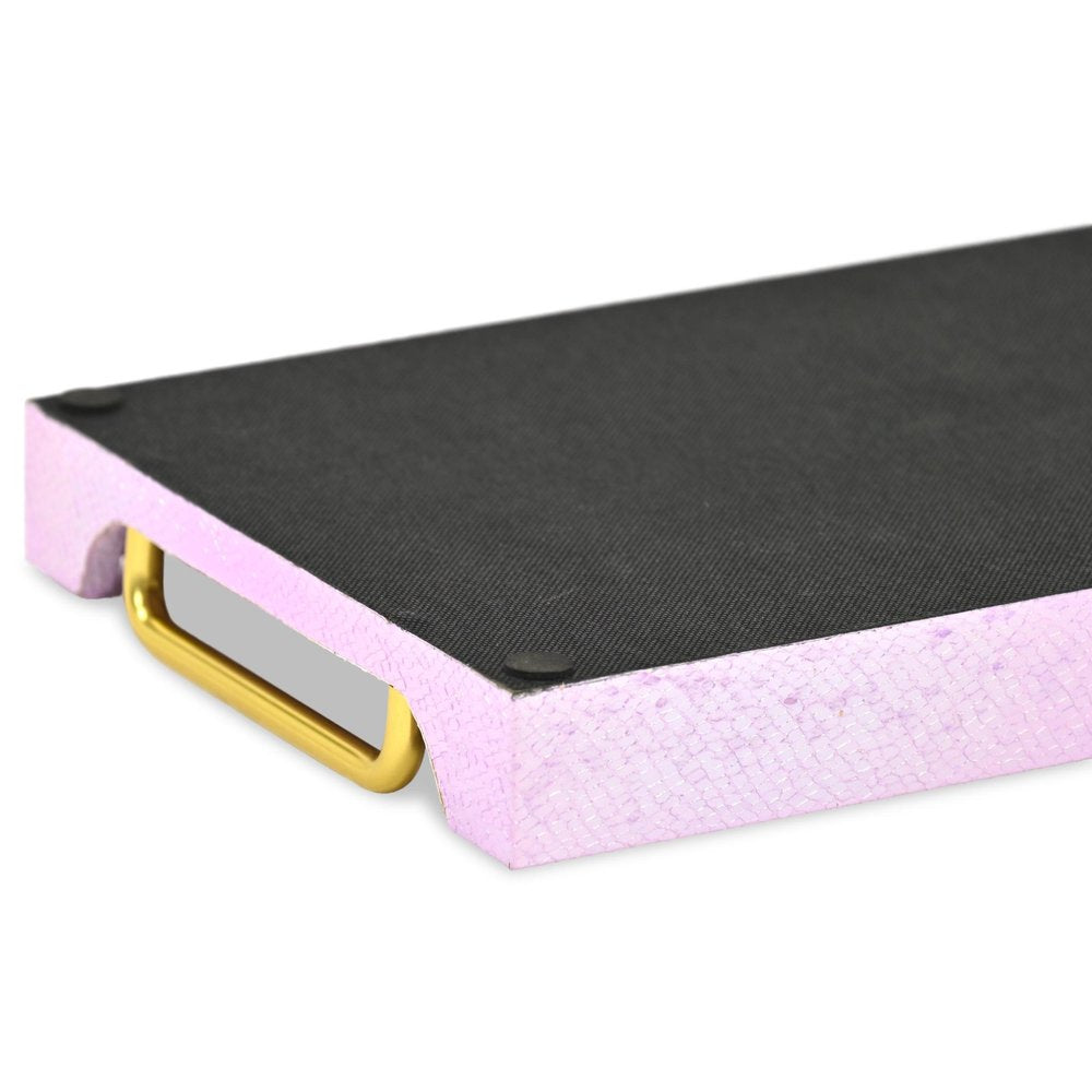 16" Pink Faux Shagreen Serving Tray With Handles — view 2
