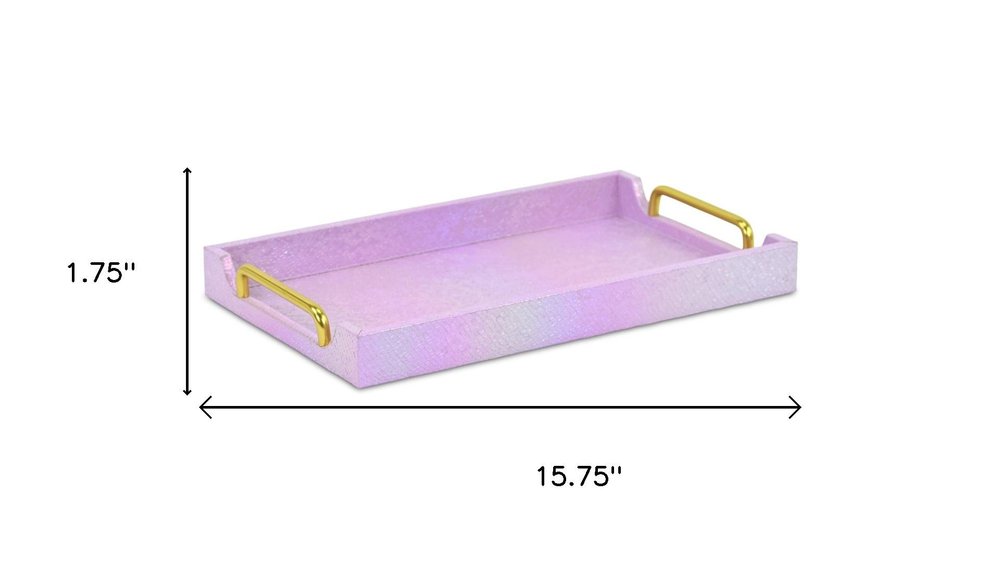 16" Pink Faux Shagreen Serving Tray With Handles HomeRoots