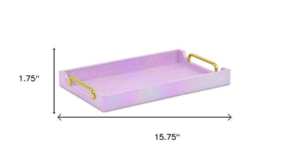 16" Pink Faux Shagreen Serving Tray With Handles HomeRoots