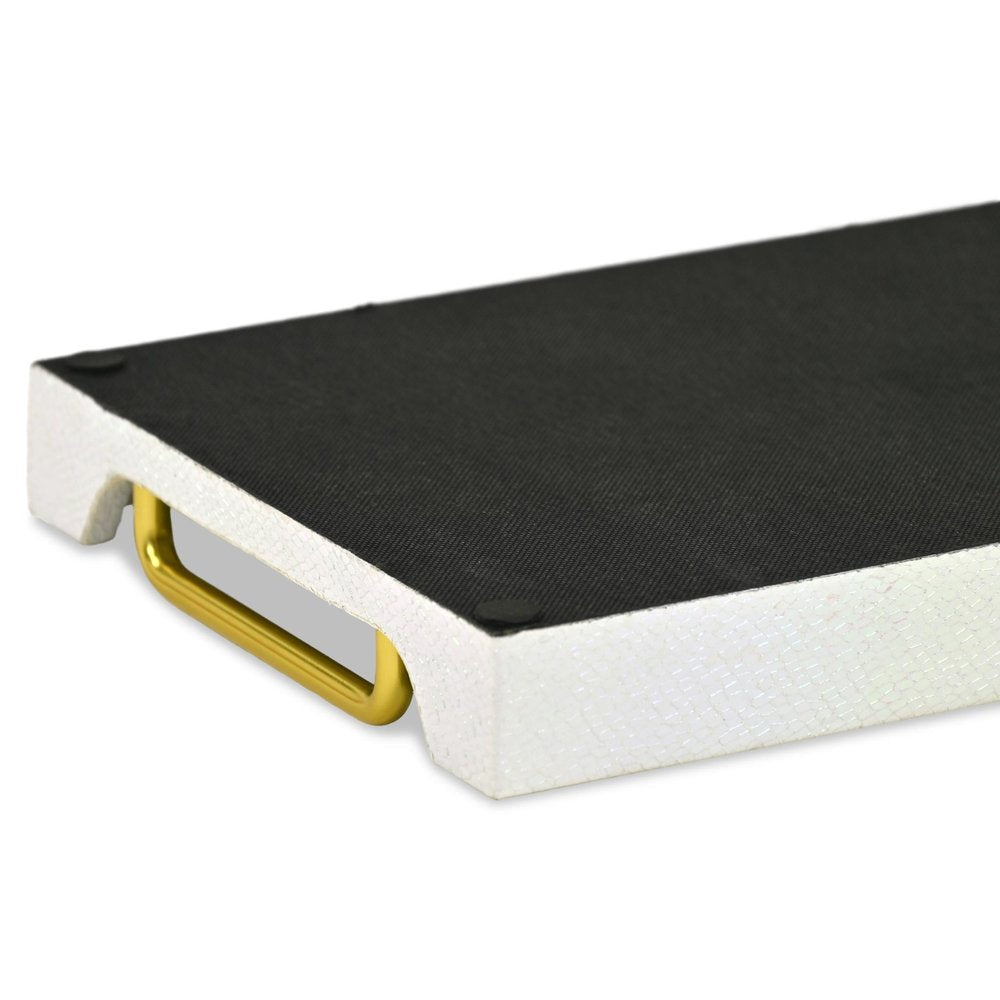 16" White Faux Shagreen Serving Tray With Handles — view 2