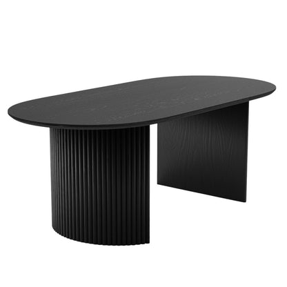 67" Black Wood Double Pedestal Base Oval Dining Table HomeRoots