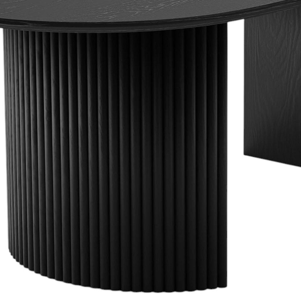 67" Black Wood Double Pedestal Base Oval Dining Table HomeRoots