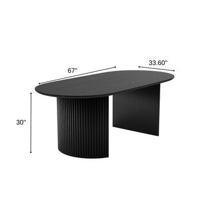 67" Black Wood Double Pedestal Base Oval Dining Table HomeRoots