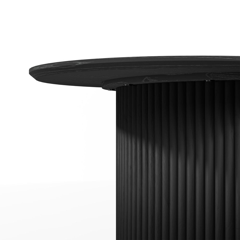 67" Black Wood Double Pedestal Base Oval Dining Table — view 4