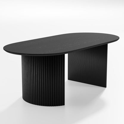 67" Black Wood Double Pedestal Base Oval Dining Table HomeRoots