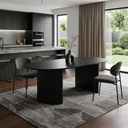 67" Black Wood Double Pedestal Base Oval Dining Table HomeRoots