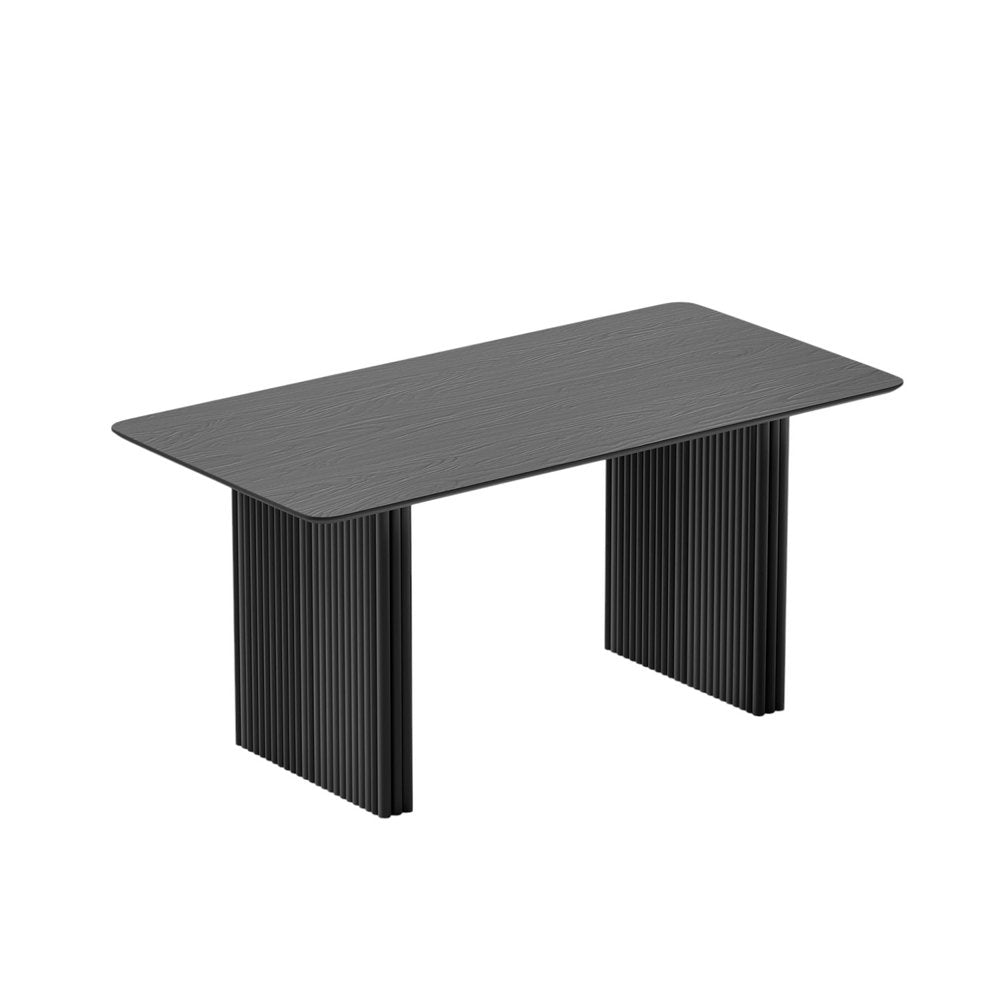 67" Black Solid Wood Double Pedestal Base Dining Table — view 2