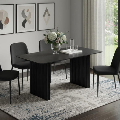 67" Black Solid Wood Double Pedestal Base Dining Table HomeRoots