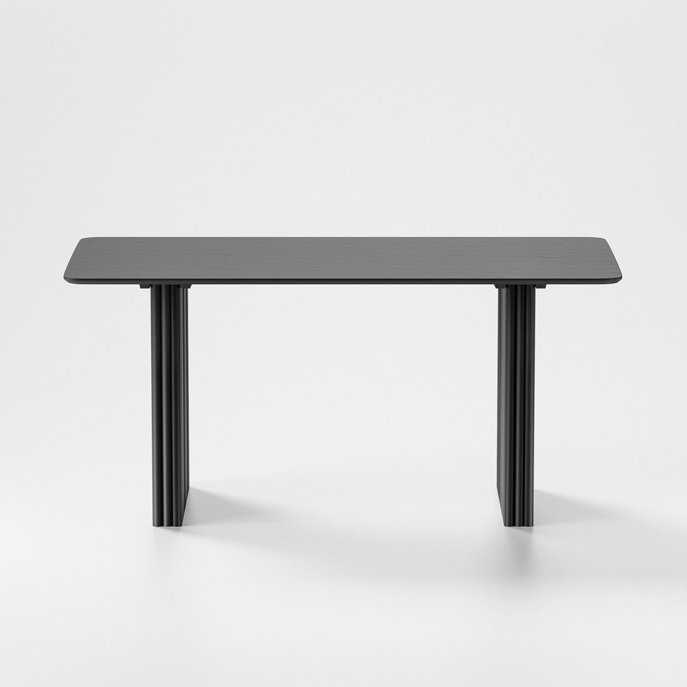 67" Black Solid Wood Double Pedestal Base Dining Table HomeRoots