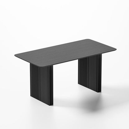67" Black Solid Wood Double Pedestal Base Dining Table HomeRoots