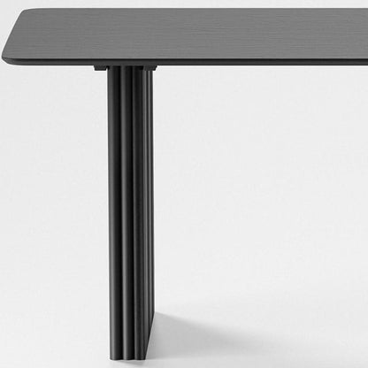67" Black Solid Wood Double Pedestal Base Dining Table HomeRoots