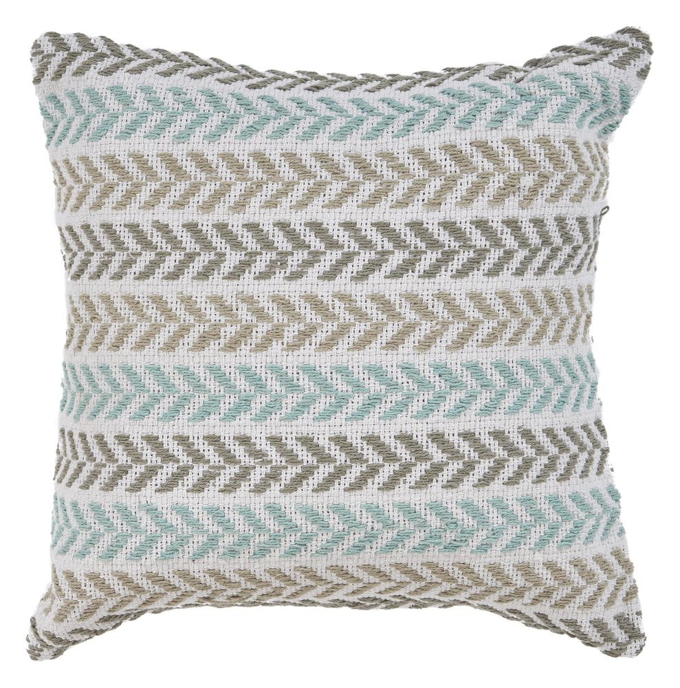 18" Gray And Blue Beach Chevron Cotton Throw Pillow Cover — view 7