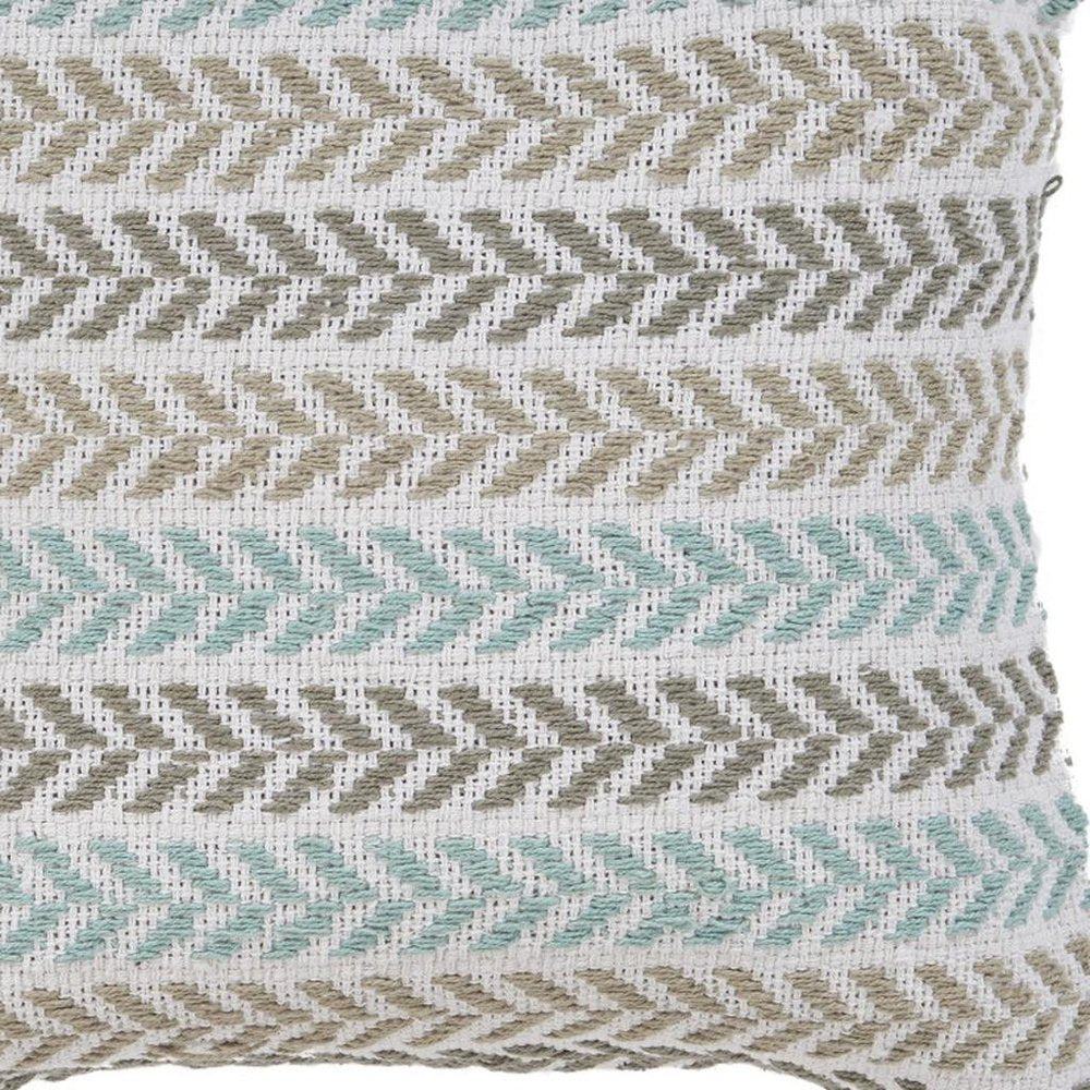 18" Gray And Blue Beach Chevron Cotton Throw Pillow Cover — view 1