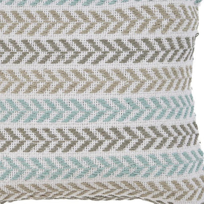18" Gray And Blue Beach Chevron Cotton Throw Pillow Cover