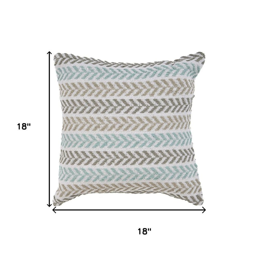 18" Gray And Blue Beach Chevron Cotton Throw Pillow Cover — view 2