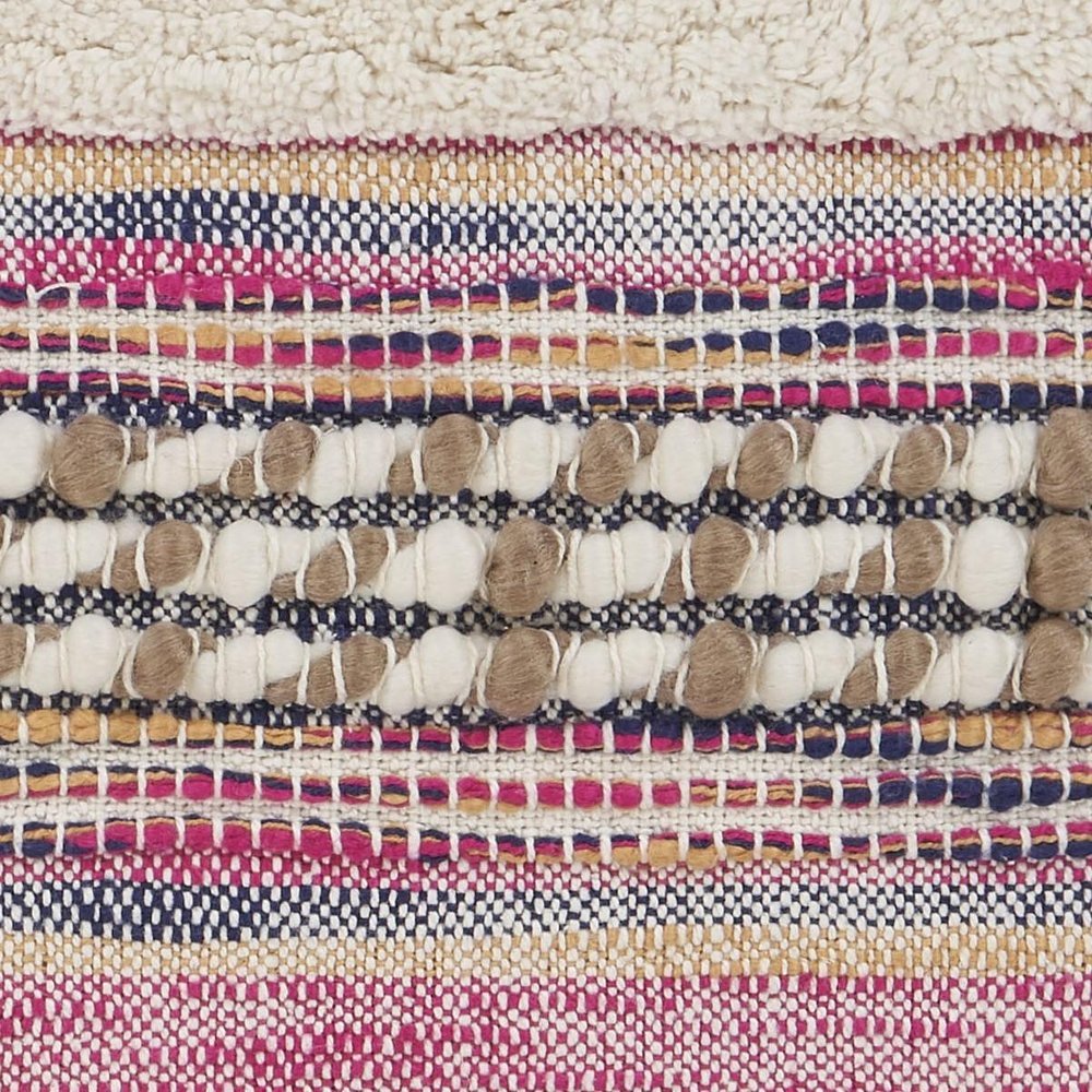 18" Pink And Ivory Striped Cotton Blend Throw Pillow Cover with Texture — view 6