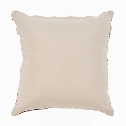 18" Cream Blue White And Yellow Diamond Cotton Throw Pillow Cover with Tufts
