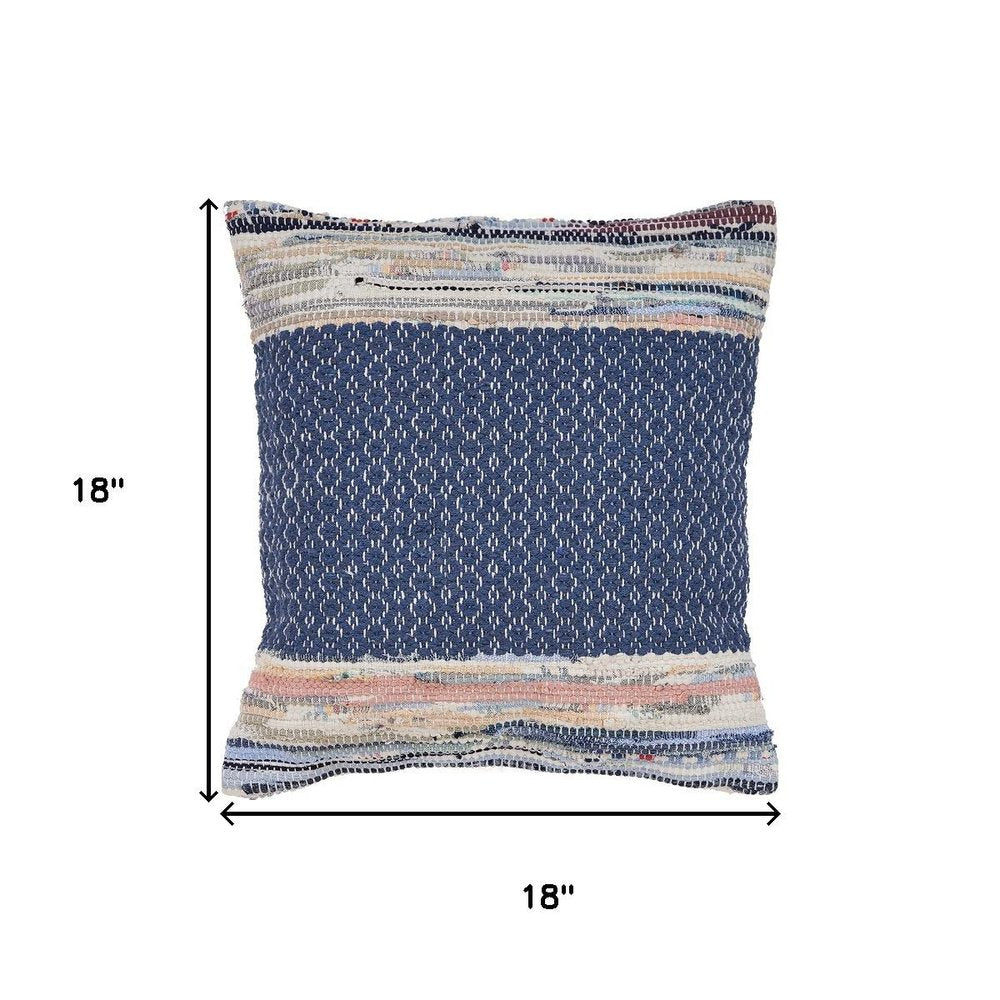 18" Blue Pink And White Geometric Cotton Blend Throw Pillow Cover — view 4