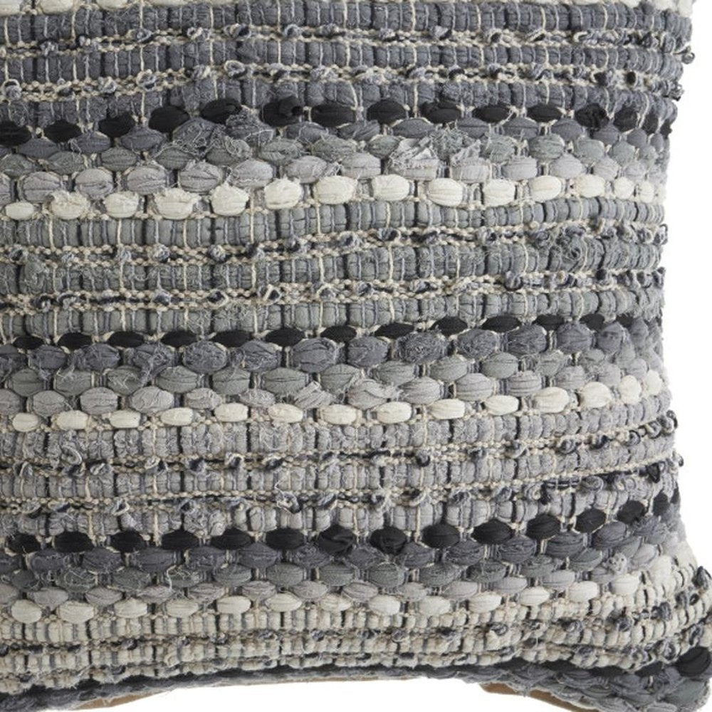 18" Black And Gray Beach Striped Cotton Blend Throw Pillow Cover — view 1