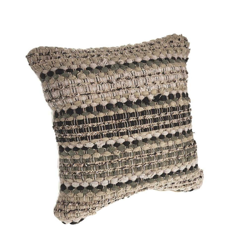 18" Beige And Brown Beach Striped Cotton Blend Throw Pillow Cover — view 4