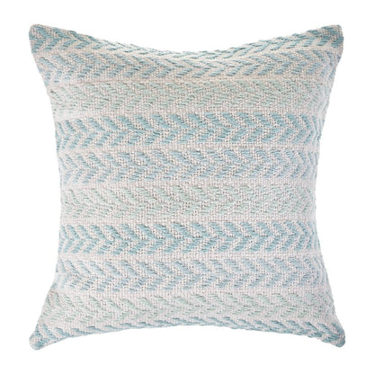 18" Blue And White Beach Chevron Cotton Throw Pillow Cover