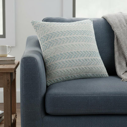 18" Blue And White Beach Chevron Cotton Throw Pillow Cover