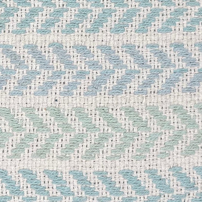 18" Blue And White Beach Chevron Cotton Throw Pillow Cover