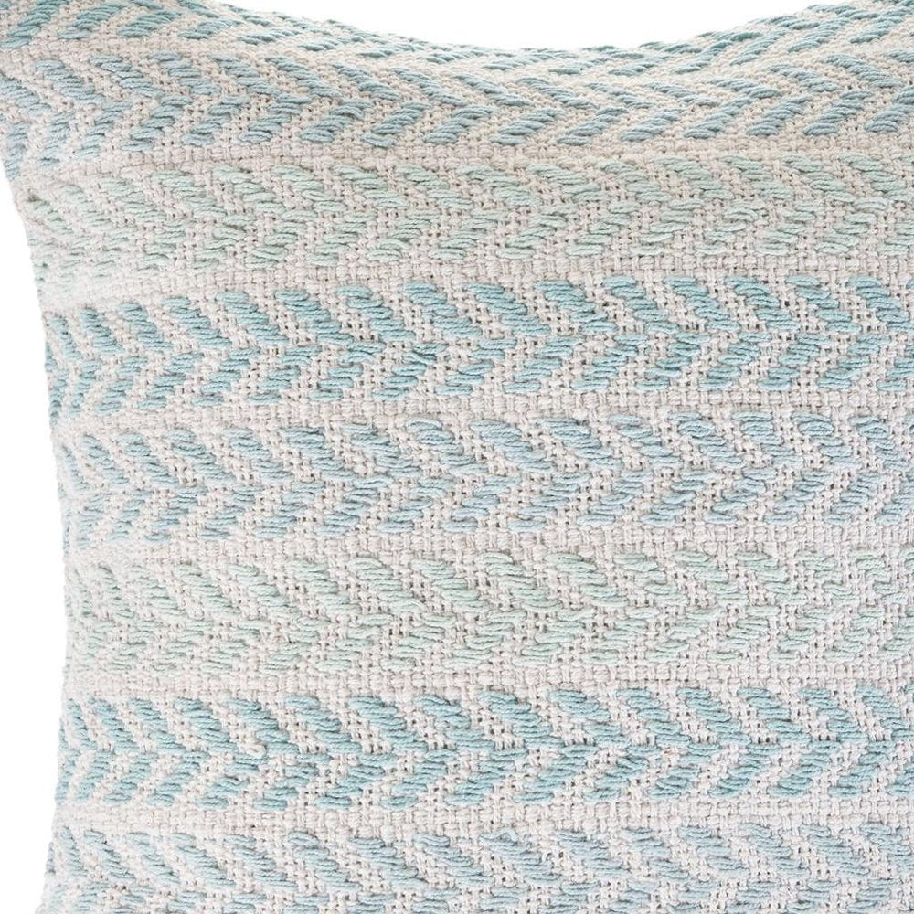 18" Blue And White Beach Chevron Cotton Throw Pillow Cover — view 1